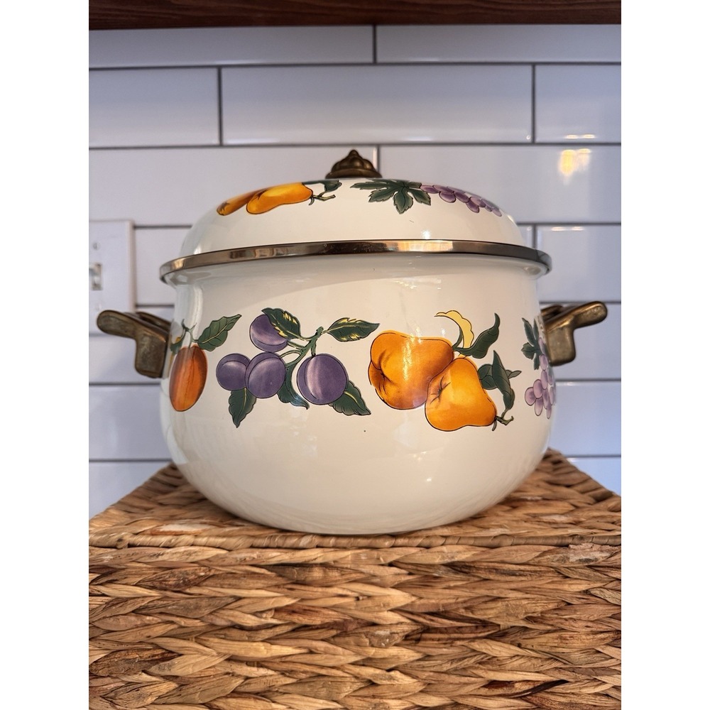 Tabletops Unlimited Casserole Essence Fruit Border Covered Cookware 8 Qt Vtg
